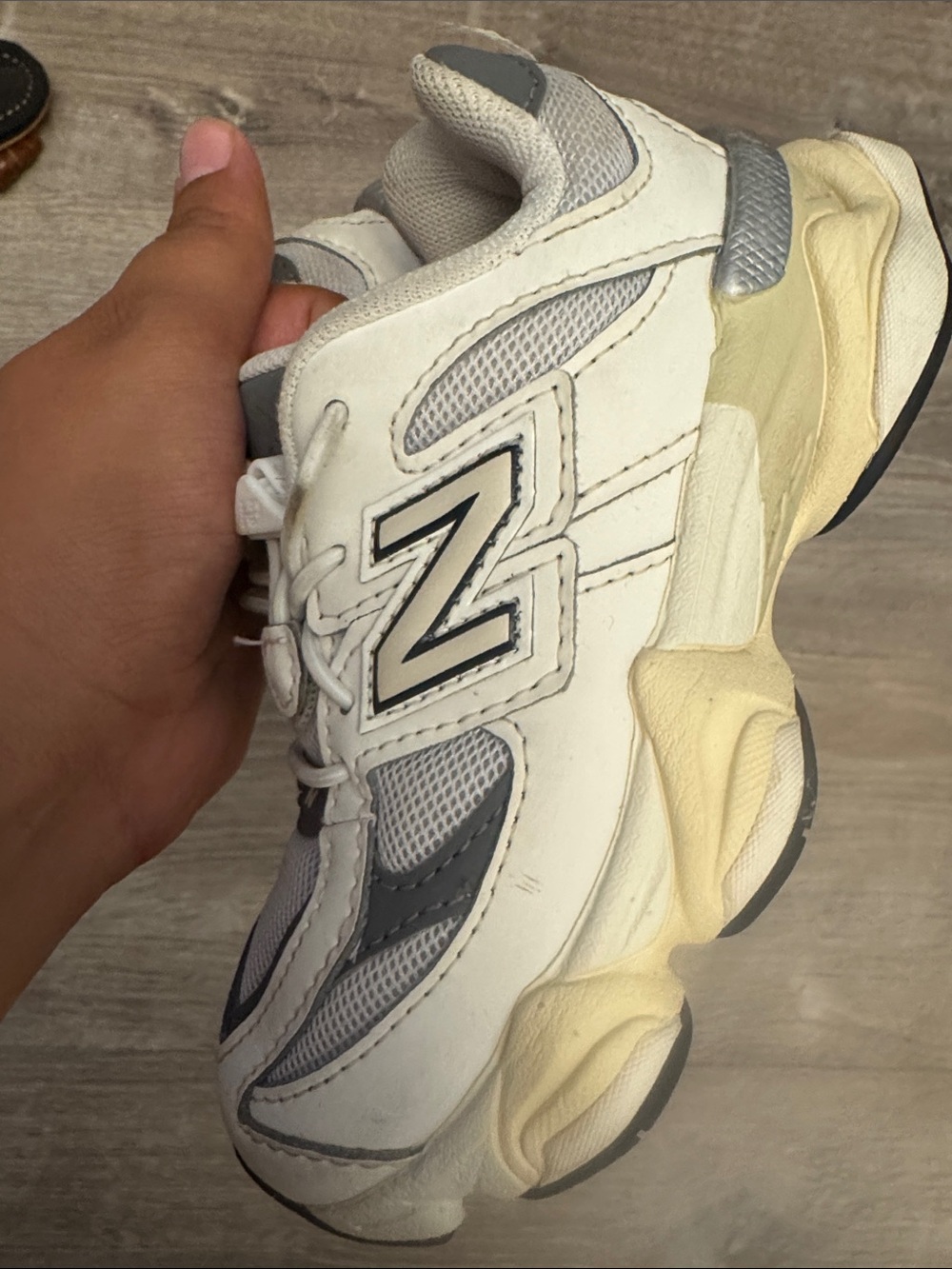 New Balance Kids White and Gray Mesh Sneakers